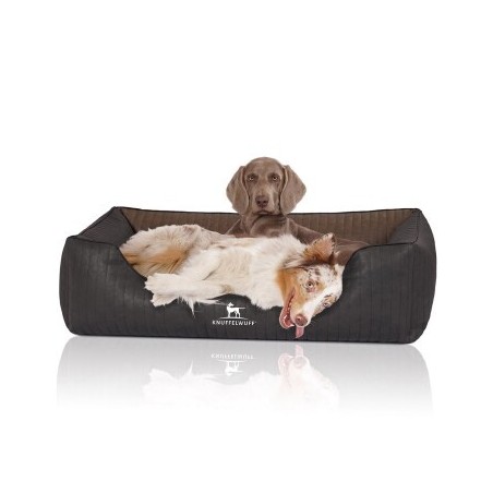 Knuffelwuff Orthopädisches Hundebett Rough Road aus laser-gestepptem marmoriertem Kunstleder schwarz/ braun XL