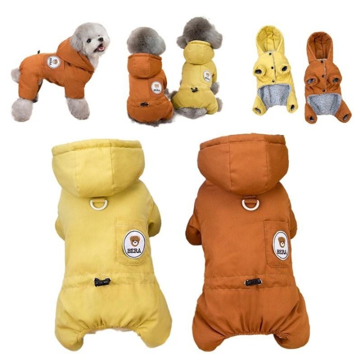 Bärenstickerei-Overalls für Hunde, warme Winterkleidung für kleine Hunde, Fleece-Welpenmäntel, Katzen, Yorkies, Chihuahua, Mo