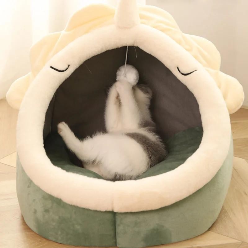 Bett Katzenhaus Eigentumswohnung für drinnen oder draußen Katzenzelt Sehr weiche kleine Hundematte Tasche für waschbare Höhle