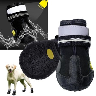 4 teile/satz Hundeschuhe Reflektierende Wasserdichte Hundestiefel Warme Schnee- Und Regenstiefel Anti-Rutsch-Socken Schuhe Fü
