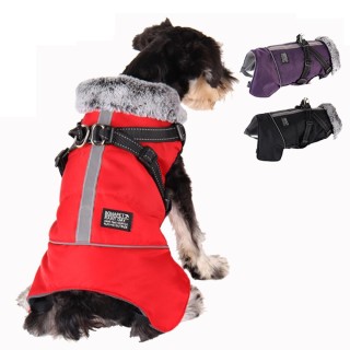 Hundekleidung für den Winter, superwarme Hundejacke mit Geschirr für kleine und mittelgroße Hunde, kältebeständiger Mantel fü