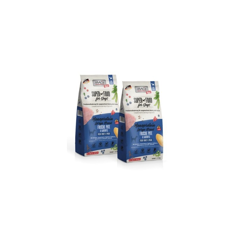MAC's Dog Mono Adult Trockenfutter Large Breed frische Pute 2x12 kg