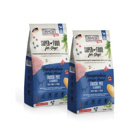 MAC's Dog Mono Adult Trockenfutter Large Breed frische Pute 2x12 kg