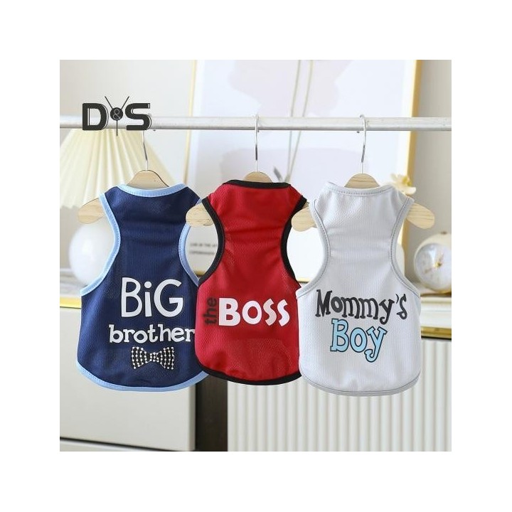 Lose Hundeweste mit Rundhalsausschnitt, modisches ärmelloses T-Shirt für Haustiere, Katzen und Hunde, Sommerkleidung S grau