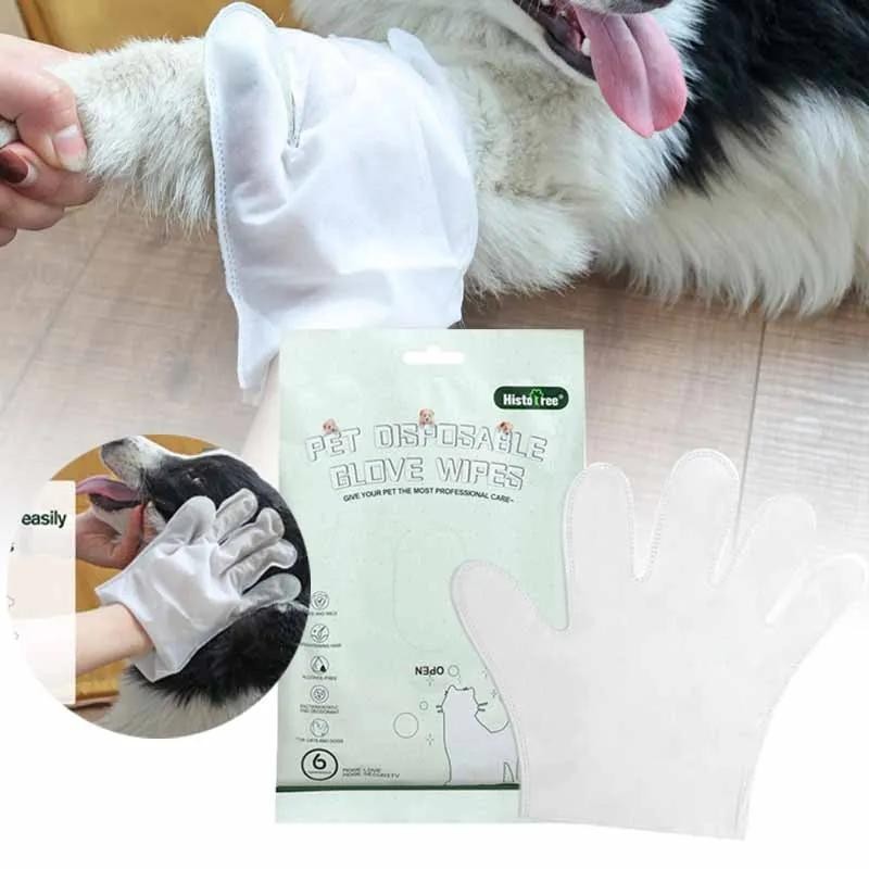 6 Stück Einweghandschuhe für Katzen und Hunde, waschbare Handschuhe für Haustiere, kein Ausspülen, Waschhandschuhe, desodorie