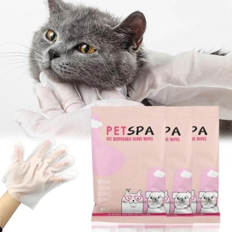 6 Stück Einweghandschuhe für Haustiere, Einweg-SPA-Massagehandschuhe für Hunde, milde Desodorierung, Tiefenreinigung, Tücher