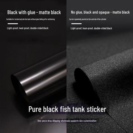 PVC-Hintergrundaufkleber in mattiertem Schwarz für Aquarien zur Dekoration des Aquariums 30cm*1m static style matte schwarze