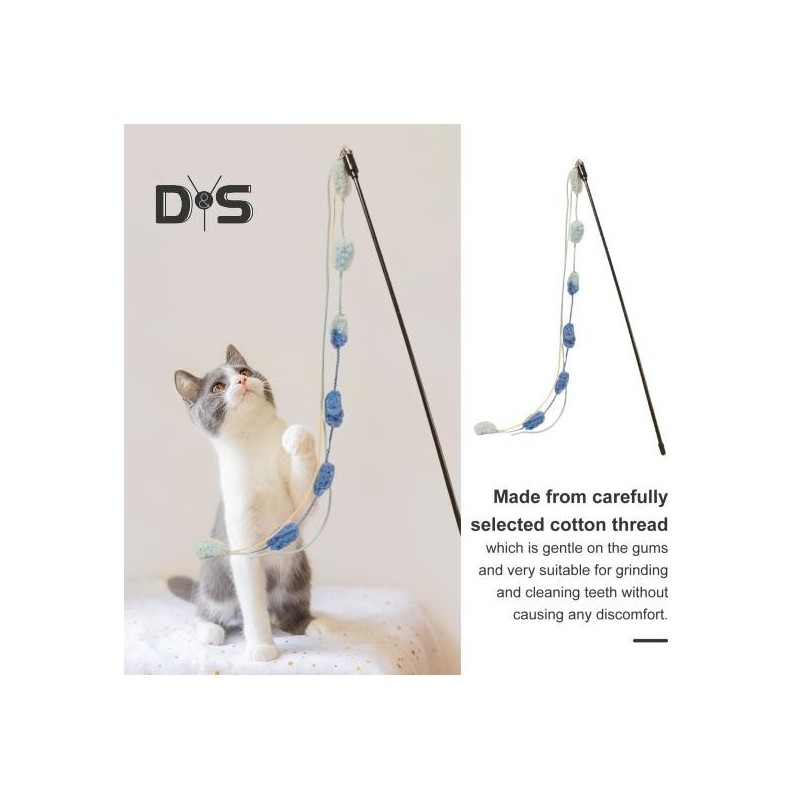 Interaktives Katzenspielzeug mit Glöckchen, Quaste, Katzenstab, Spielzeug mit pelzigem Ball, Neckstab für Katzen, Zubehör für