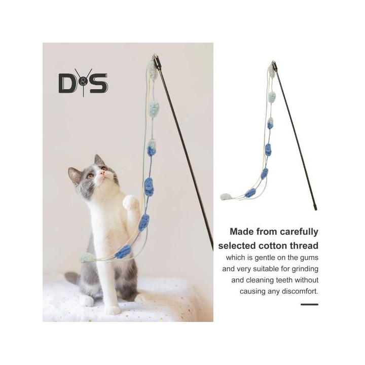 Interaktives Katzenspielzeug mit Glöckchen, Quaste, Katzenstab, Spielzeug mit pelzigem Ball, Neckstab für Katzen, Zubehör für