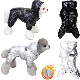 Warme Hunde-Overalls für den Winter, wasserdichte PU-Haustierjacke für kleine Hunde, Baumwollmantel für Welpen, Chihuahua, Te