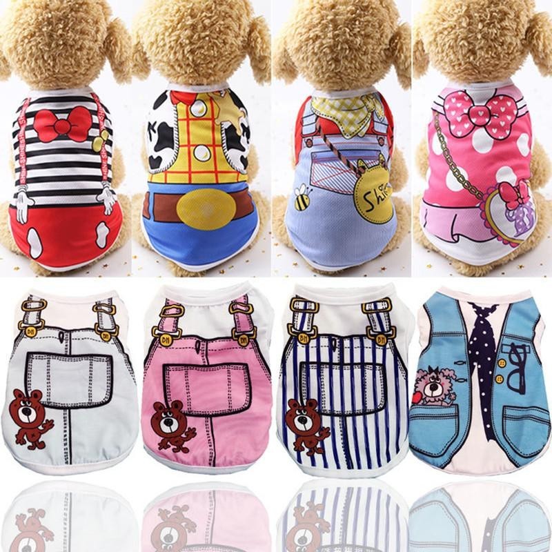 Kleine Haustier Hund Kleidung Weste Unten Jacke Cartoon Nette Chihuahua T-shirt Welpen Yorkshire Terrier Welpen Bulldog XS