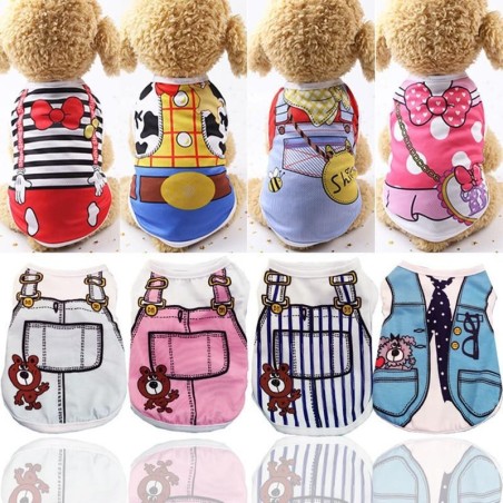Kleine Haustier Hund Kleidung Weste Unten Jacke Cartoon Nette Chihuahua T-shirt Welpen Yorkshire Terrier Welpen Bulldog XS
