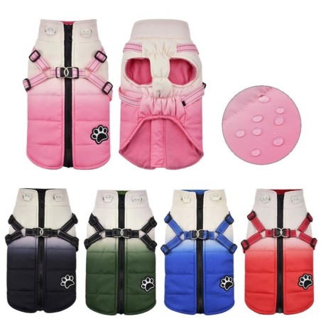 Wasserdichte Hundejacke mit Geschirr, warme Winterkleidung für kleine und große Hunde, Mantel, Chihuahua-Kleidung, Outfits fü