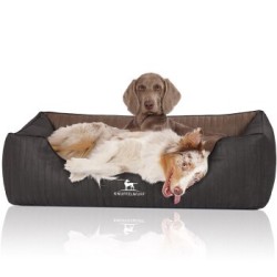 Knuffelwuff Orthopädisches Hundebett Outback aus laser-gestepptem Kunstleder schwarz/ braun XL