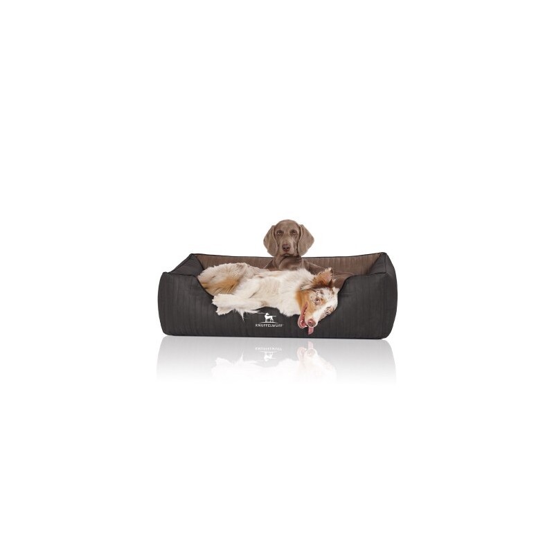 Knuffelwuff Orthopädisches Hundebett Outback aus laser-gestepptem Kunstleder schwarz/ braun XL