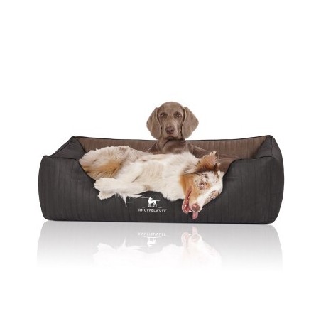 Knuffelwuff Orthopädisches Hundebett Outback aus laser-gestepptem Kunstleder schwarz/ braun XL