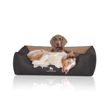 Knuffelwuff Orthopädisches Hundebett Outback aus laser-gestepptem Kunstleder creme/ schwarz XXL