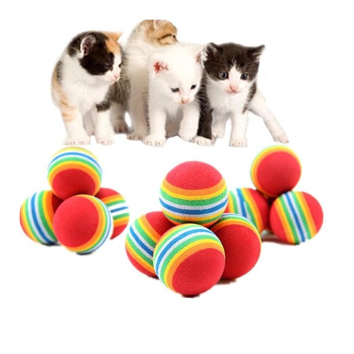 1/5/10Pcs Regenbogen Ball Katze Spielzeug Bunte Ball Interaktive Haustier Kätzchen Scratch Natürliche Schaum EVA Ball ausbild