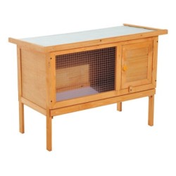 PawHut Kleintierstall Zwergkaninchenkäfig wetterfest aus Holz & Metall 90 cm x 45 cm x 65 cm, ideal für Kaninchen & Kleintier