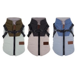 Wasserdichte Hundejacke mit Geschirr für den Winter, warme Hundekleidung für Labrador, großer Hundemantel, Chihuahua, französ