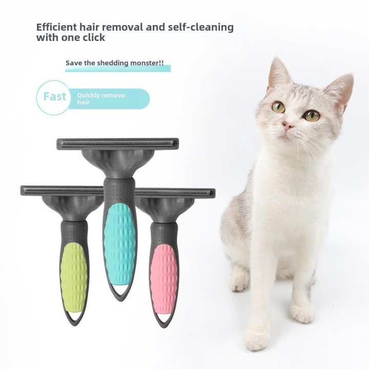 Universeller Kamm zur Tierhaarentfernung: Knoten- und Haarrasierwerkzeug für Katzen und Hunde small blau