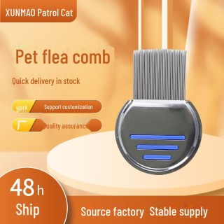 Haustierkamm aus Edelstahl: Dreiteiliger Flohkamm mit dichter Zahnung zum Entfernen schwebender Haare und zur Massage bei Hun