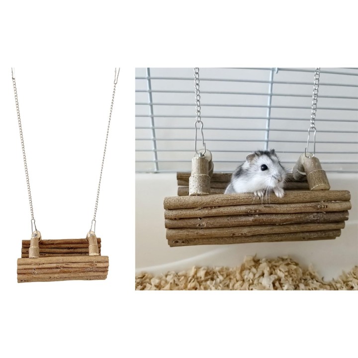 Hamsterschaukel aus Naturholz, perfekter Übungs- und Ruheplatz für Hamster, Mäuse und Rennmäuse, bequem für kleine Nagetiere