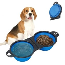 2 in 1 Faltbarer tragbarer Doppelnapf für Hunde, Futterspender, Trinknäpfe für Hunde, Outdoor-Reisen, Futternapf für Katzen u