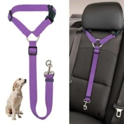 Einfarbiger Zwei-in-Eins-Sicherheitsgurt für Haustiere im Auto, Nylon-Leine, verstellbares Geschirr, Halsband, Haustierzubehö