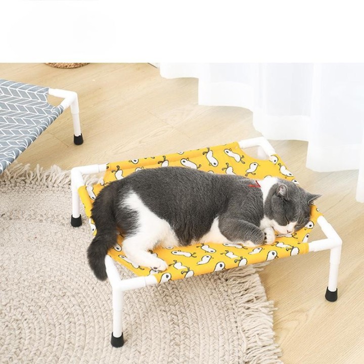 Haustier-Campingbett für kleine Hunde, Sommer-Hundehütte, Holzhütte, zu allen Jahreszeiten verwendbar, Katzenmatte, abnehmbar