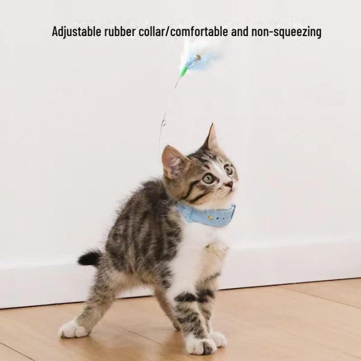 Interaktives, abnehmbares Katzenspielzeug mit Feder und Glöckchen zur Selbstunterhaltung rosa