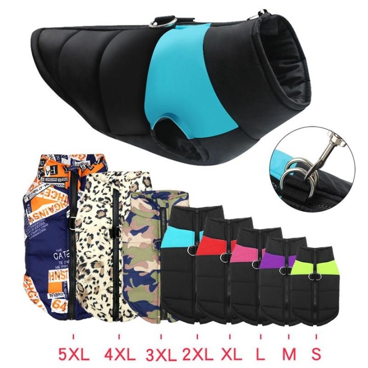 Gepolsterte warme Winter-Hundekleidung, wasserdichte Haustierweste, Reißverschlussjacke für kleine, mittelgroße und große Hun