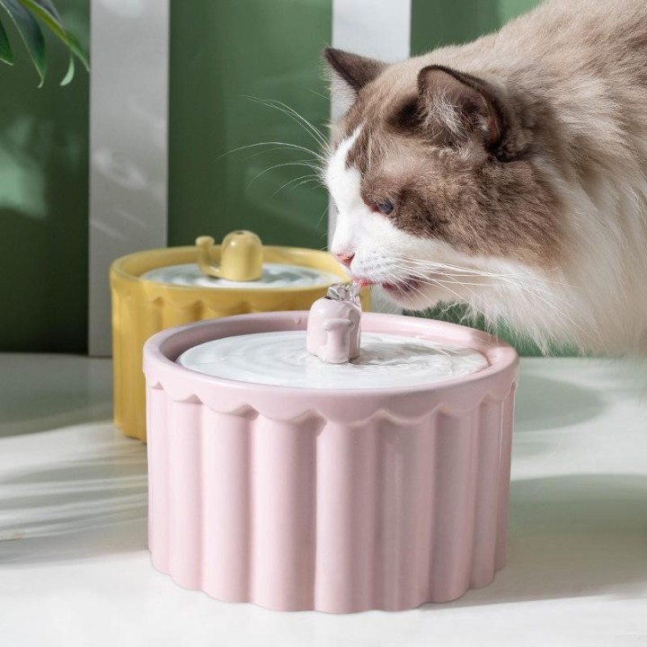 Wasserspender für Katzen, Keramik, automatischer Umwälzwasserspender, Durchflussbecken für Kätzchen, Wasserspender für Hausti