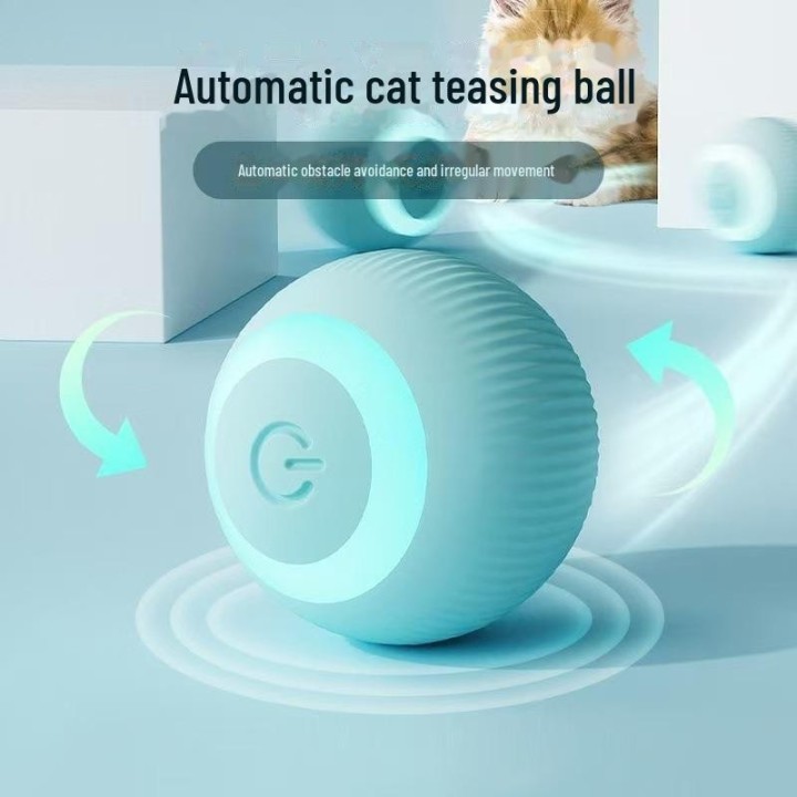 Smart Rolling Ball Katzenspielzeug: Bissfestes, selbstunterhaltendes und staubfreies Haustierzubehör Horizontal Stripes blau