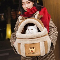 Haustier-Tragetasche für Katzen und Hunde, Plüsch-Rucksack, für Reisen im Freien, Wandern, Winter, warmes Nest, Kätzchen, Wel