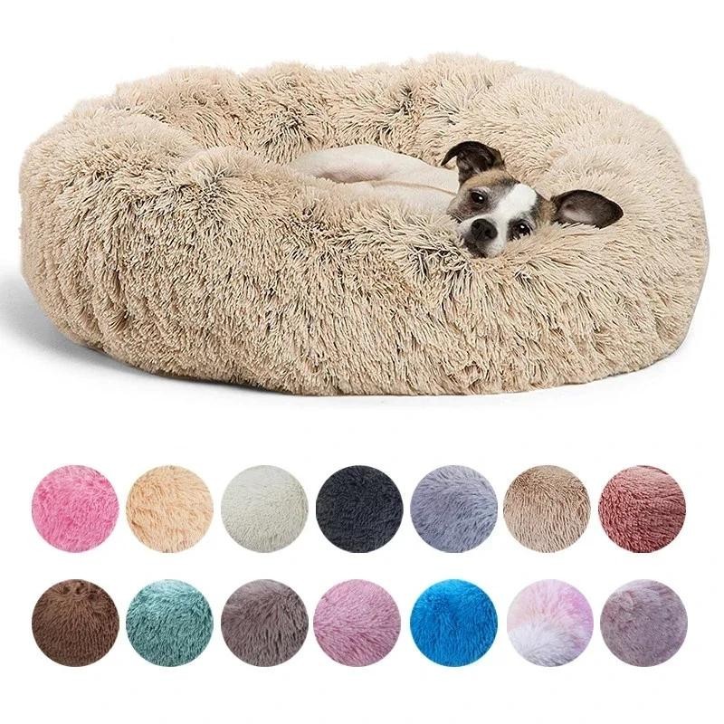 40–90 cm, rundes Haustierbett für große Hunde, superweiches Katzenbett, langes Plüsch-Hundehaus für mittelgroße Hunde, warmes