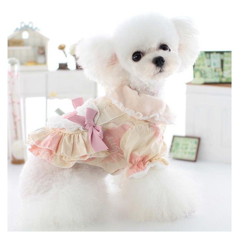 Pet Love Kragenkleid Erdbeermädchenkleid Süßes Teddy Prinzessin Wind Herbst/Winter Warmes Kleid Welpenkleidung Jacke Zubehör