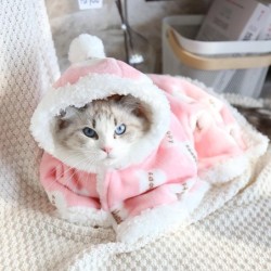 Warmer Haustier-Schal-Pyjama für Herbst und Winter sowie samtverdickte Flanell-Katzendecke, kleine Hundedecke, Hundesteppdeck