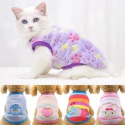 Cartoon Fleece Haustier Katzenkleidung Winter Warme Haustier Hundeweste Welpen Katzenpullover Hundekleidung Für Kleine Hunde