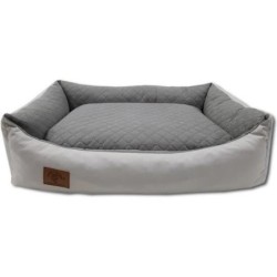 Helles, graues Hundebett, 100 x 70 cm, waschbares Hundebett, wasserundurchlässiges Hundebett
