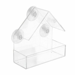 Transparentes Vogelfutterhaus, Fensterhäuschen, Getreidespender