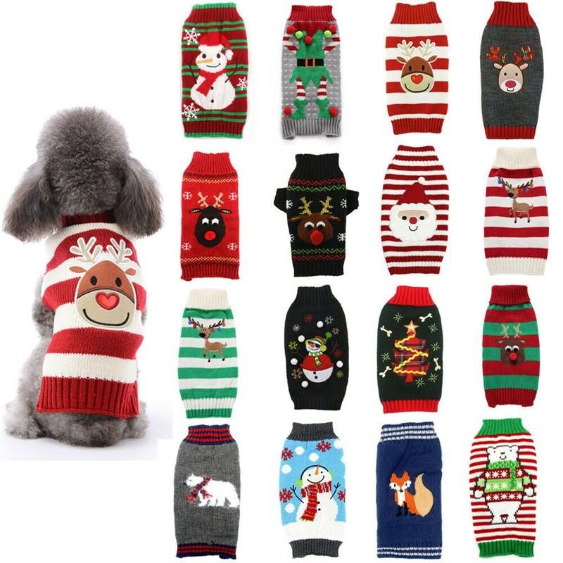 Weihnachtspullover für Hunde, süßes Cartoon-Rentier, Weihnachtskostüm für Haustiere, Welpen, Katzen, warme Kleidung für klein