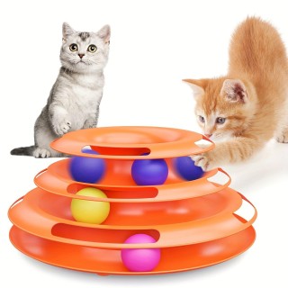 Katzen-Drehteller-Spielzeug, pädagogisches Spielbahn-Turm, Katzen-Teaser-Spielzeug für die interaktive Versorgung von Katzen