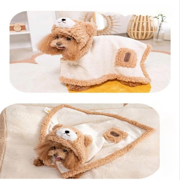 Hundeumhang Neue Haustierdecke Bedruckter Flanell Verdickte Bärensteppdecke Hund Katze Herbst und Winter Hund Universal Hunde