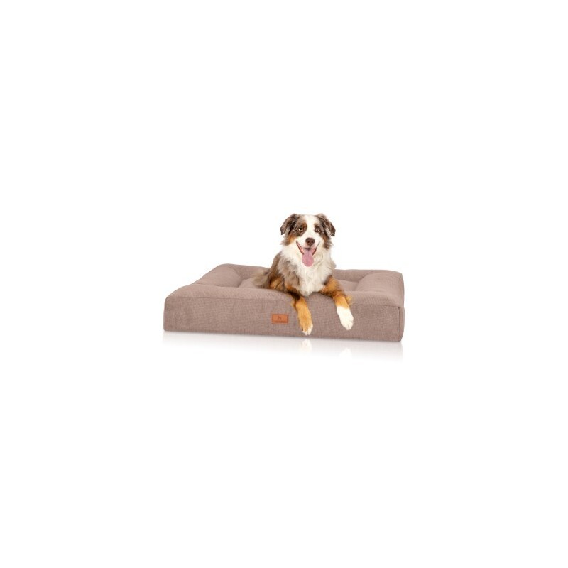 Knuffelwuff orthopädisches Hundebett aus Velours mit Handwebcharakter Sofia beige XXL
