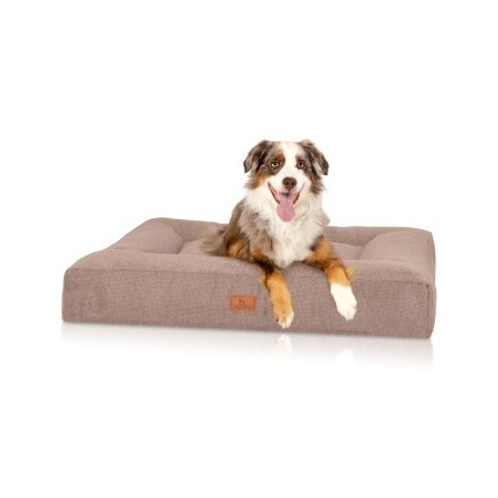 Knuffelwuff orthopädisches Hundebett aus Velours mit Handwebcharakter Sofia beige XXL