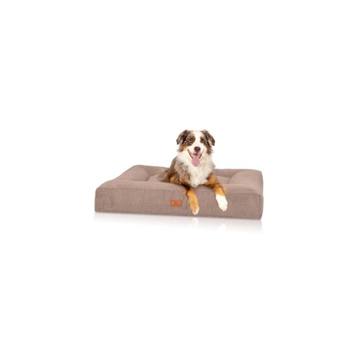 Knuffelwuff orthopädisches Hundebett aus Velours mit Handwebcharakter Sofia beige XXL