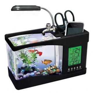 Schwarzes Mini-Aquarium mit USB-Kreativ-Aquarium schwarz
