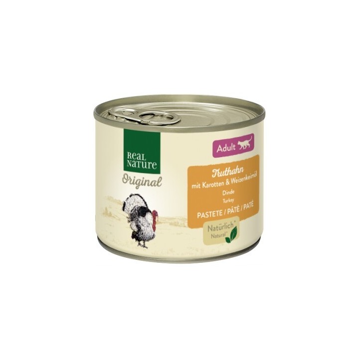 REAL NATURE Adult Truthahn, Karotten und Weizenkeimöl 6x200 g
