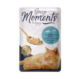MOMENTS Soup Nassfutter Katze Adult, Thunfisch und Garnelen 12x40 g